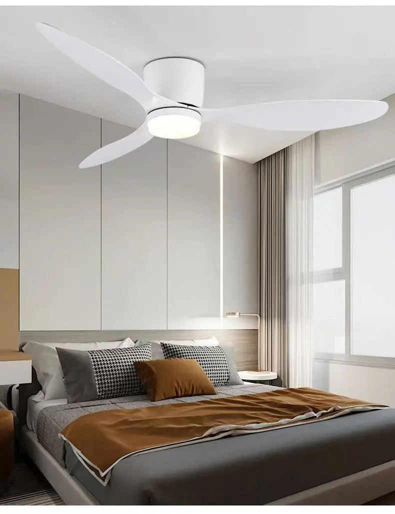 42 52 Inch Low Floor ABS Ceiling Fan Light With Remote Control Silent Electric Fan Bedroom Hotel Office Ceiling Fan Ligh