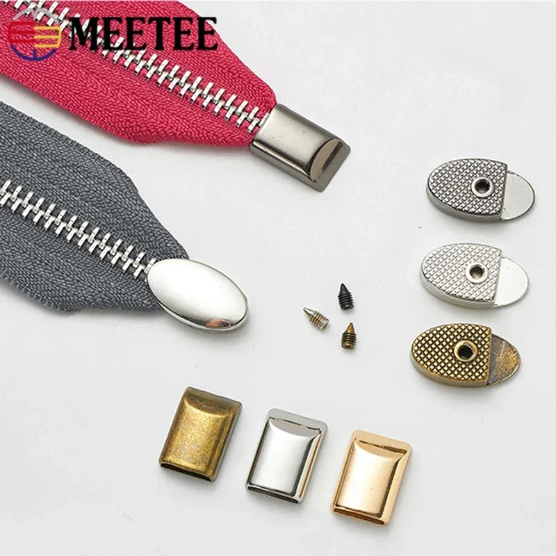 10/30Pcs Metal Zipper Tail Clip Zips End Stopper Screw Handbag Decoration Cord Lock Clasp Rope Stop Leather Sewing Hardware