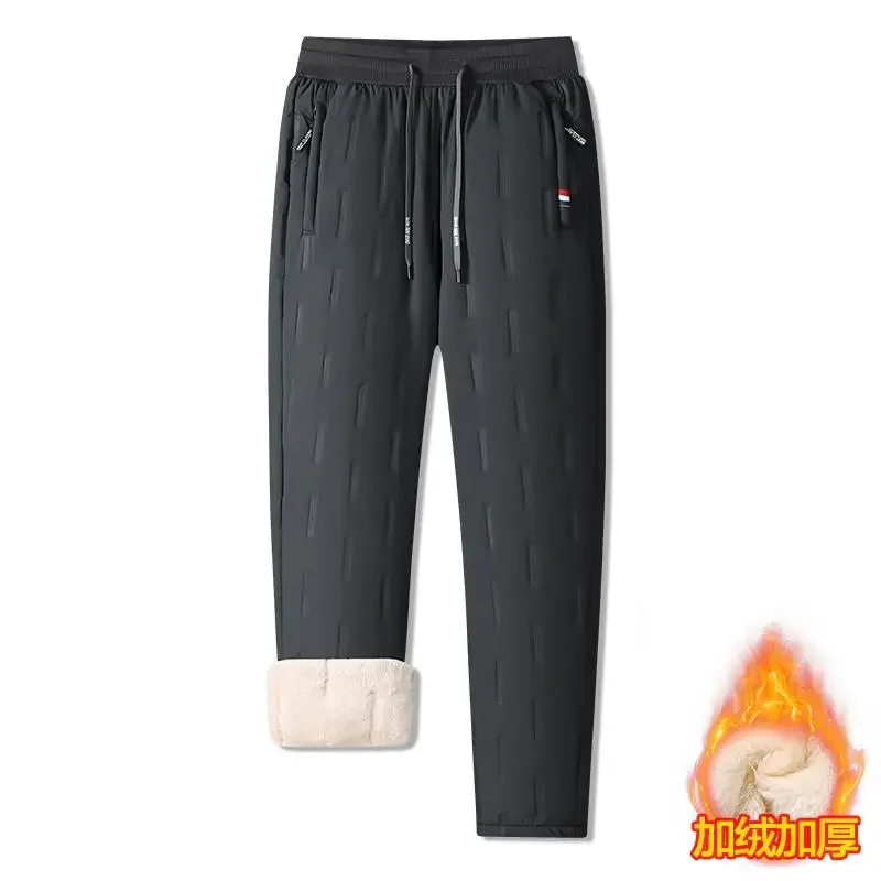 Pantalones térmicos de algodón para hombre, de talla grande pantalón de chándal, grueso, Polar, a prueba de viento, para correr, senderismo, 7XL