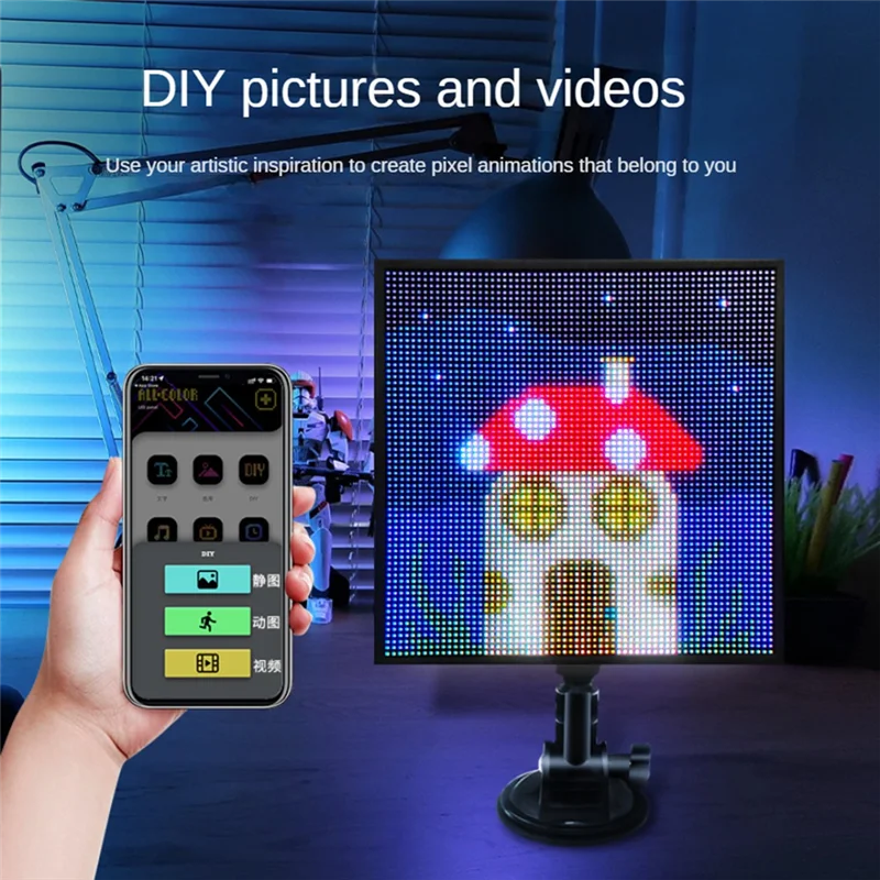 ABKN-HD 64X64 LED Screen Panel On Car Color Lighting Show Expression LED Display Panel Support Bluetooth APP Remote Control Dura