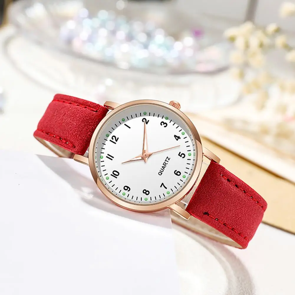 Luminous Watch Women, Dainty Analog Quartz Watch, Adjustable Leather Strap Wristwatch Fashion Casual For Office Party And Dating