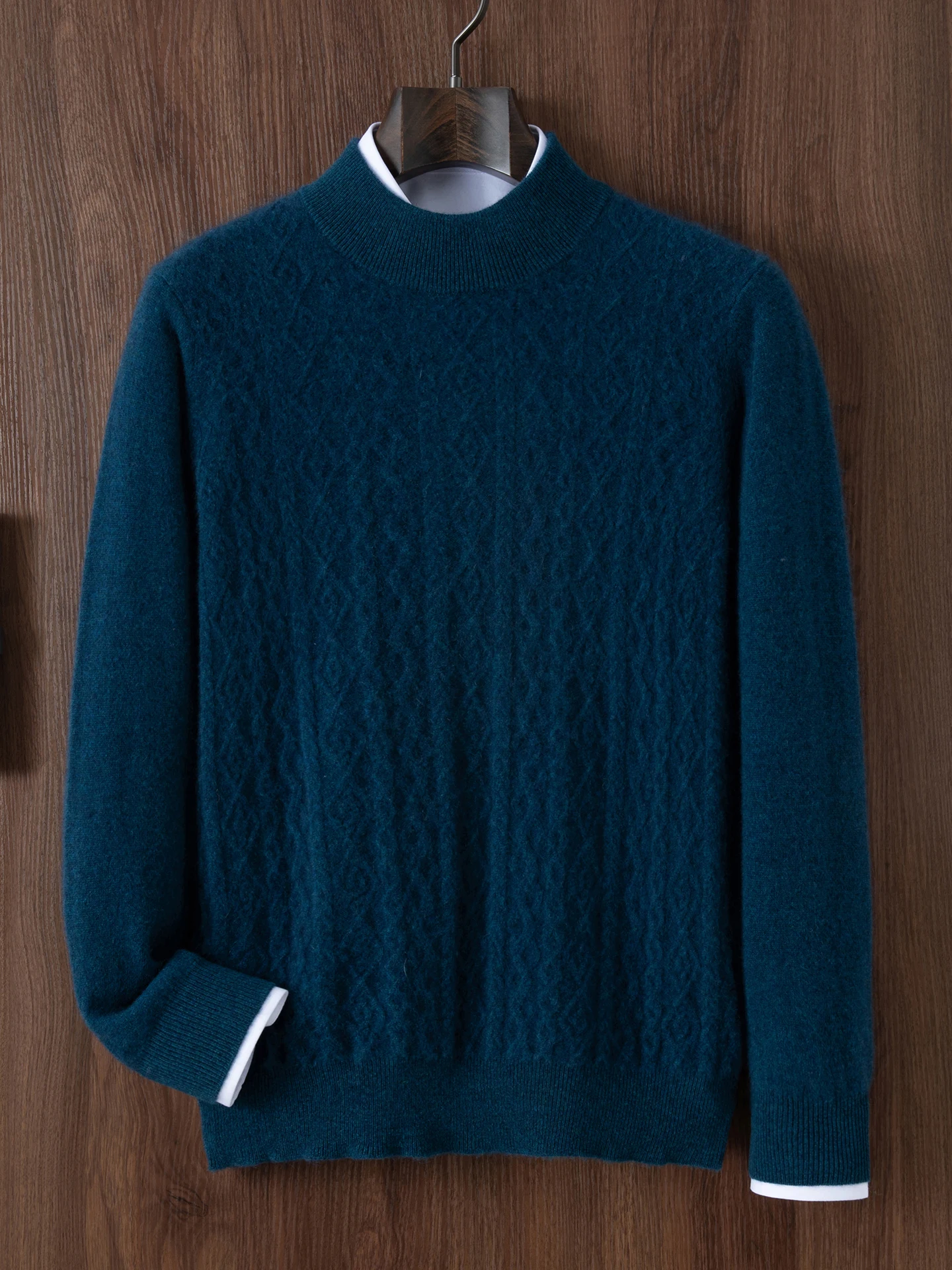 100% Merino Wool Men's Half High Neck Pullover Basic Style Autumn Winter Casual Fashion Cashmere Top Knitted Sweater