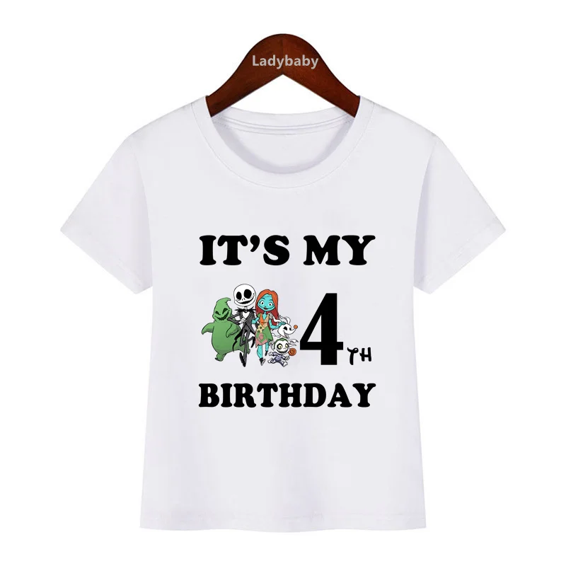 Pumpkin King Jack Skellington Print Funny Kids Clothes It's My 1 2 3 4 5 6 7 8 9 Years Birthday Boys Girls T shirt Baby T-Shirts