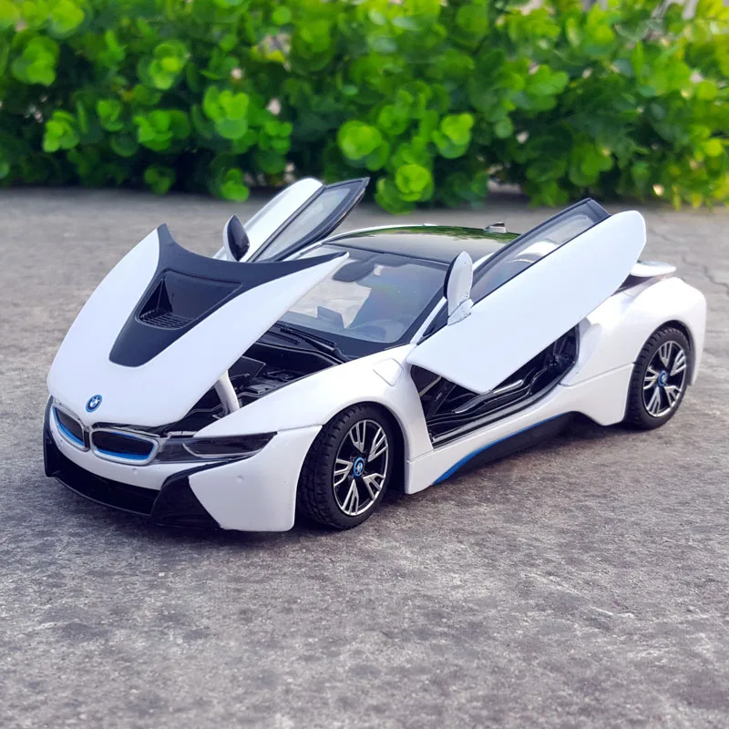 1:24 BMW I8 합금 럭셔리카 로고 모델 다이캐스트 및 장난감 금속 자동차 모델, 높은 시뮬레이션 컬렉션, 선물 장식