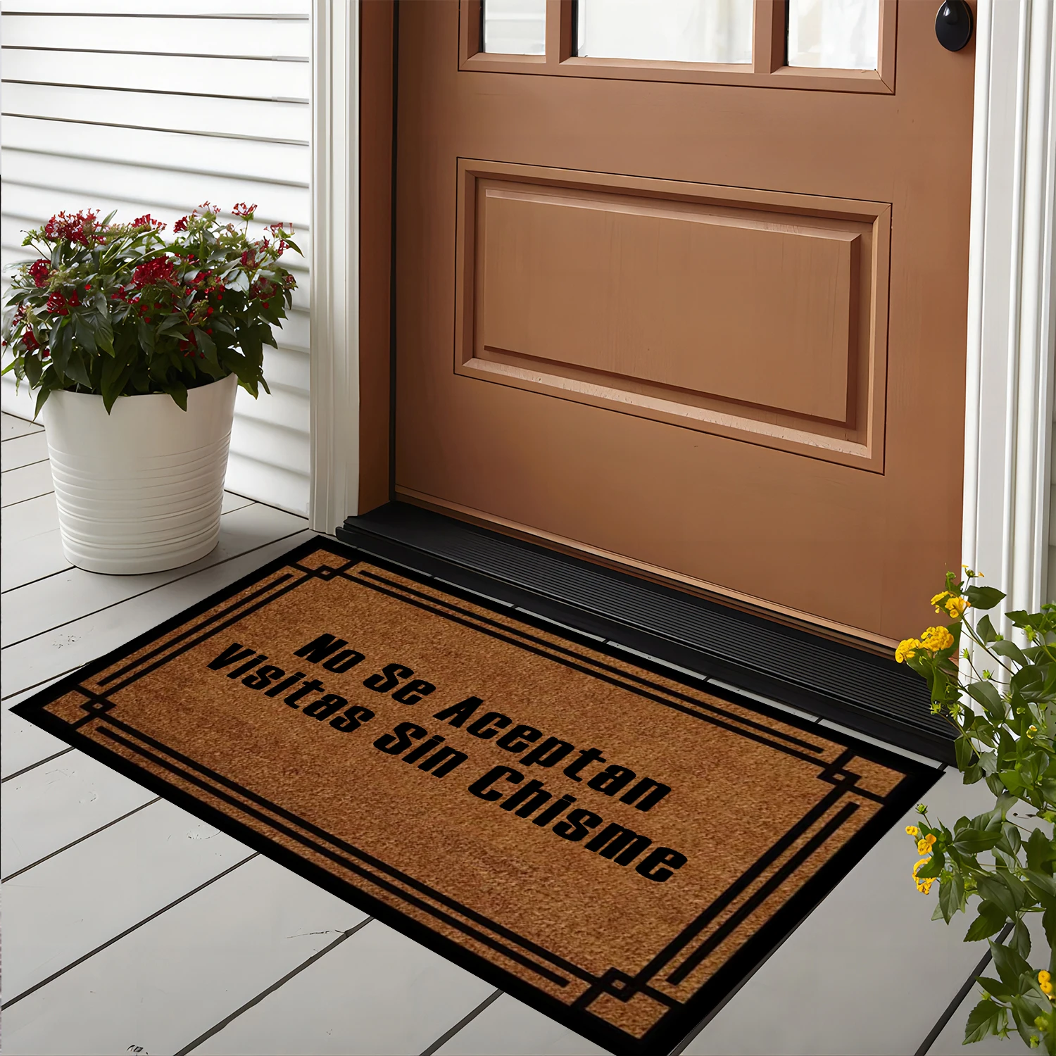 No Se Aceptan Visitas Sin Chisme Entrance Doormat,Anti-slip Rubber Floor Mats,Felpudo Puerta Entrada,Entryway Door Mat Spanish