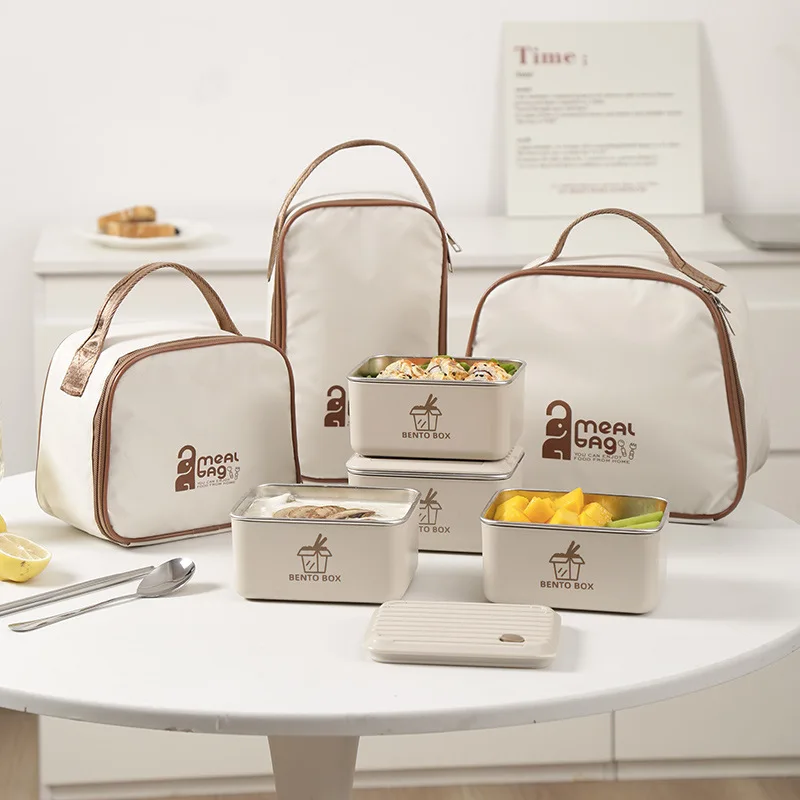 

Набор ланч-бокса Bento, ланч-бокс из нержавеющей стали с крышкой, микроволновое отопление для детей, контейнеры для хранения еды с изоляционной сумкой