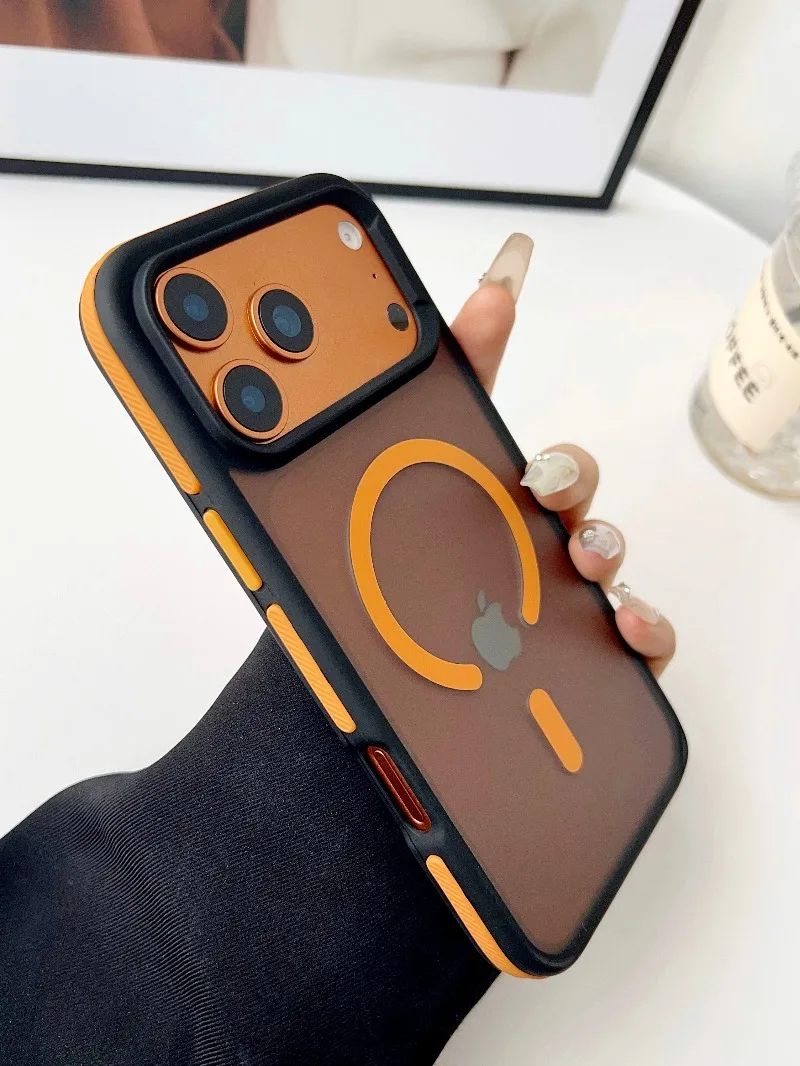 

Luxury Matte Transparent For Magsafe Kickstand Stand Phone Case For iPhone 17 Air 16 15 14 Plus 13 12 17 Pro Max Magnetic Cover