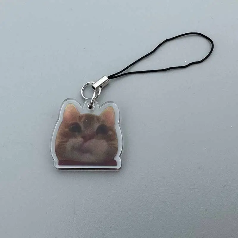 Happy Banana Cat Mobile Phone Chain Student Friends Gift El Gato Meme Cat Funny Pendant Lanyard Small Pendant Maxwell Keyring