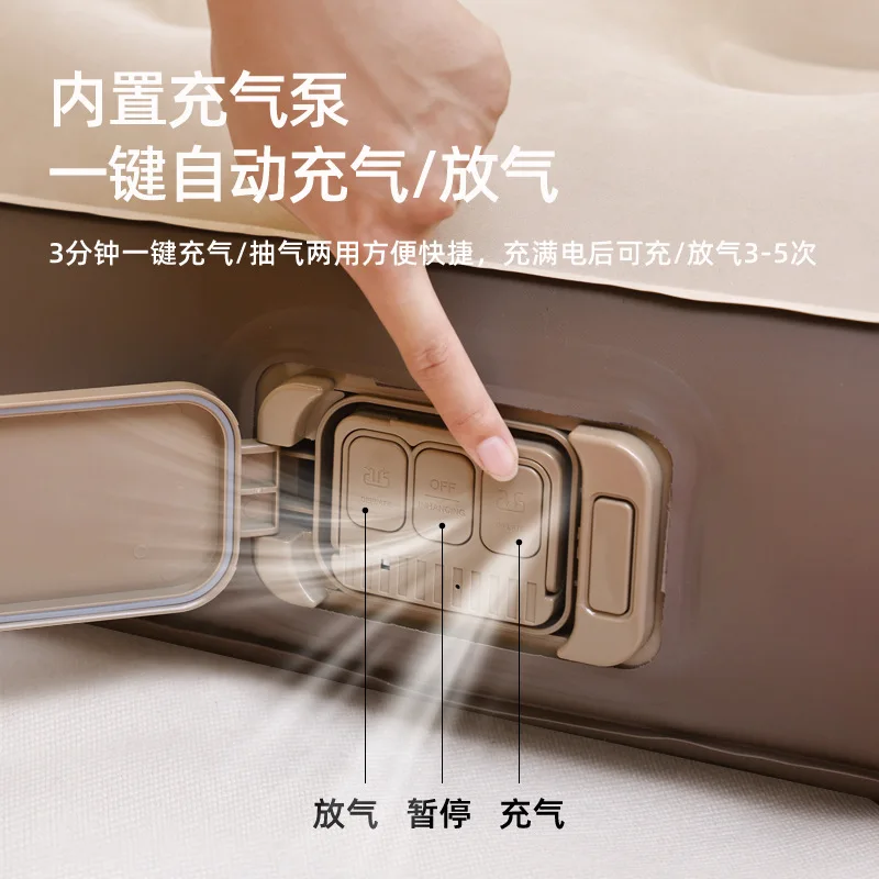 Outdoor camping flocking automatic inflatable mat double camping floor mat nap inflatable bed