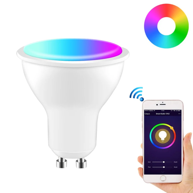 Gu10 Wifiสมาร์ทหลอดไฟLED Spotlight Tuya APPหลอดไฟหรี่แสงได้โคมไฟ 5W RGB CCTควบคุมเสียงทํางานร่วมกับAlexa Google Home