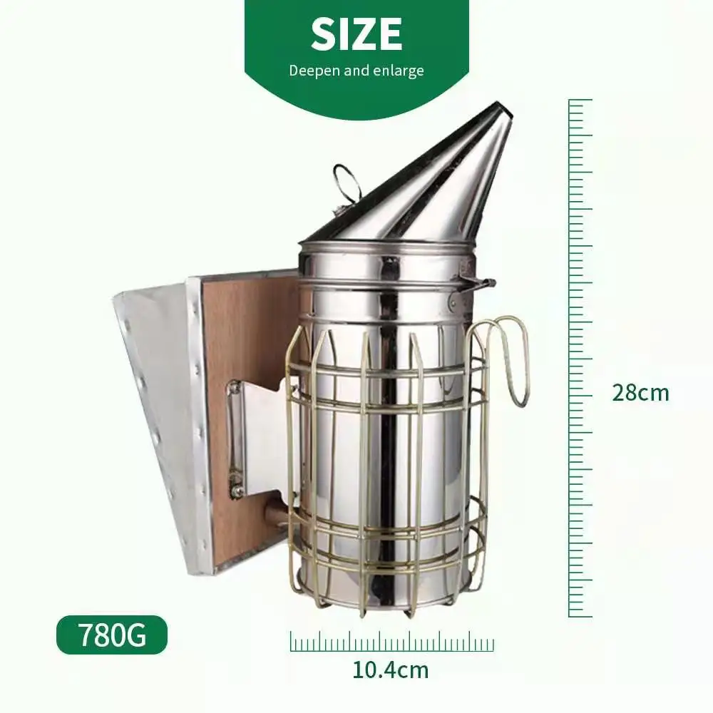 1 PC Stainless Steel Manual Bee Hive Smoker Transmitter Kit With Galvanized Sheet Beekeeping Tool Apiculture Smoke Sprayer