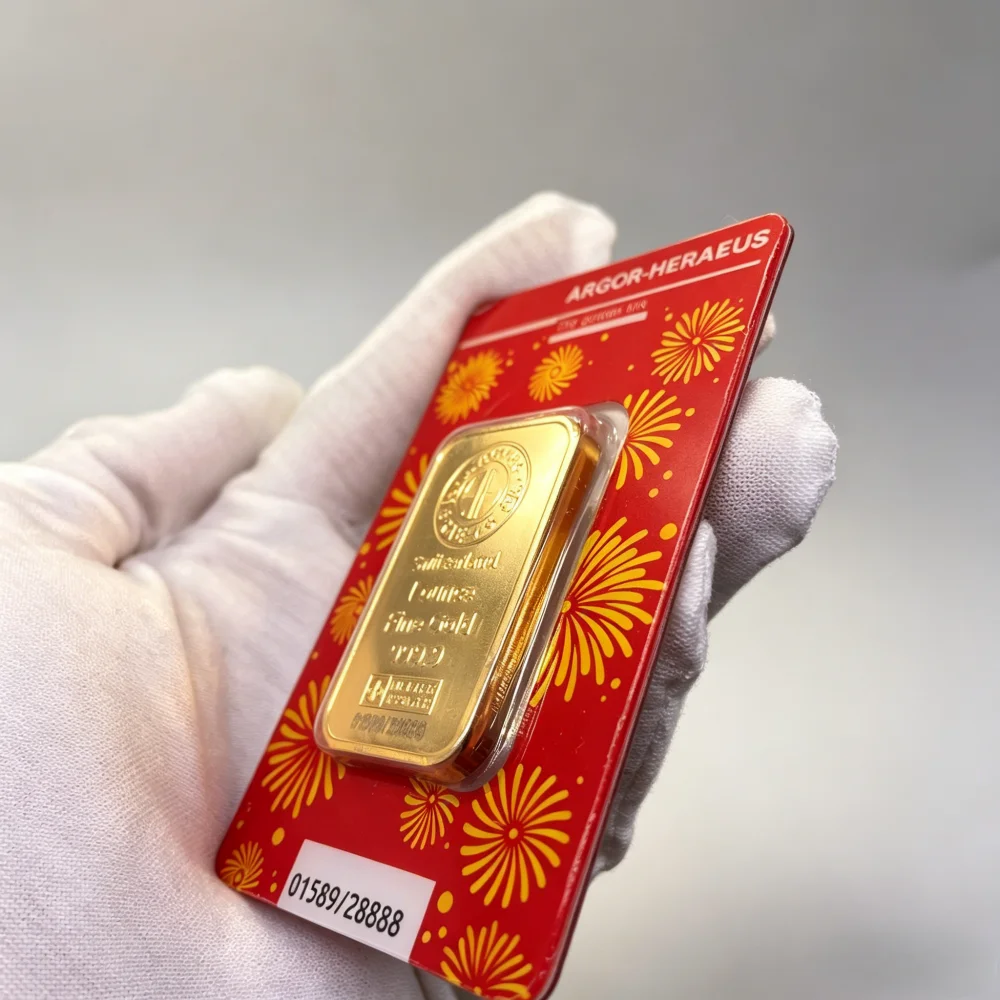 Gold Plated Bullion Bar 5g 10g 20g 50g 100g 1oz Replica Copper Bar by Serial Number Acrylic Sealed Collectible Metal Craft Gift