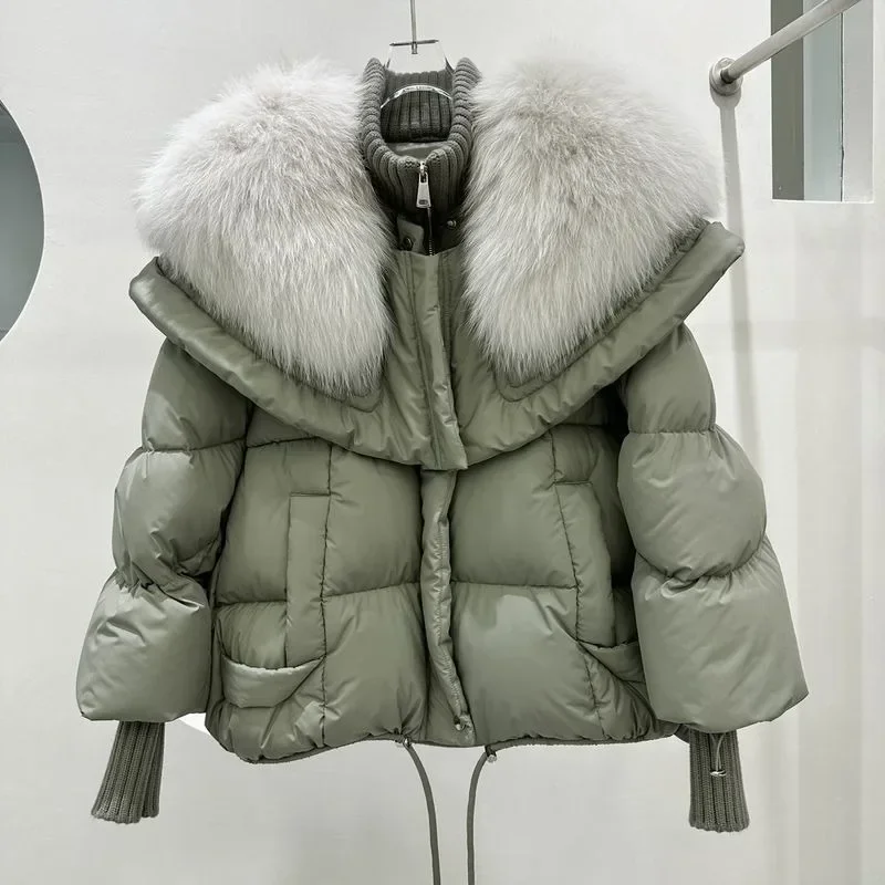 

Luxurious fox fur collar down jacket female 2023 winter new doll collar coat winter jacket women