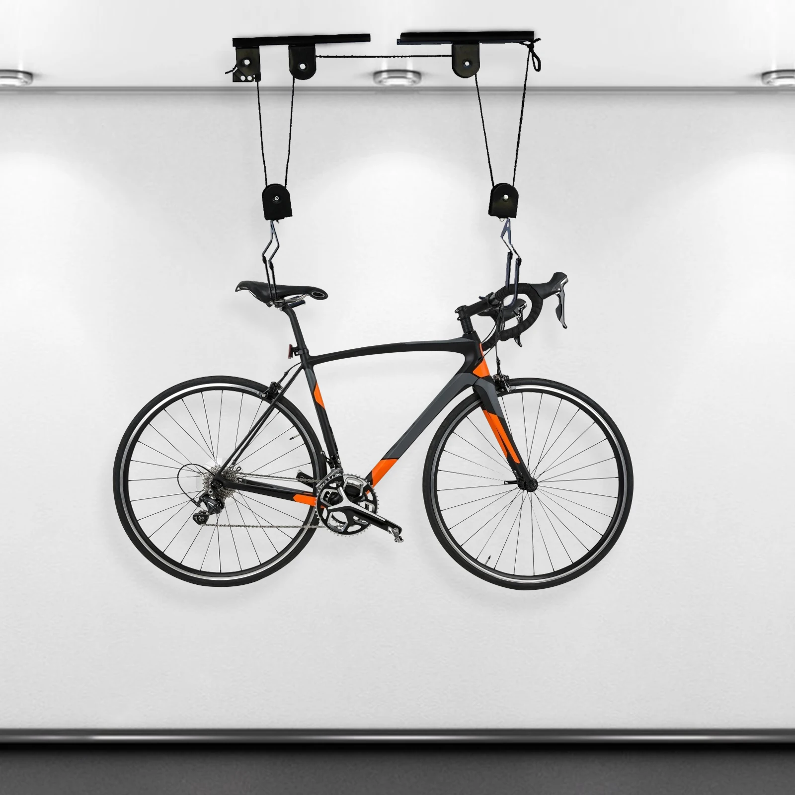 

Bike Hoist for Garage Ceiling for Space Saving as Well as Repair Hang Anything Including Seasonal Yard Equipment Camping Tools