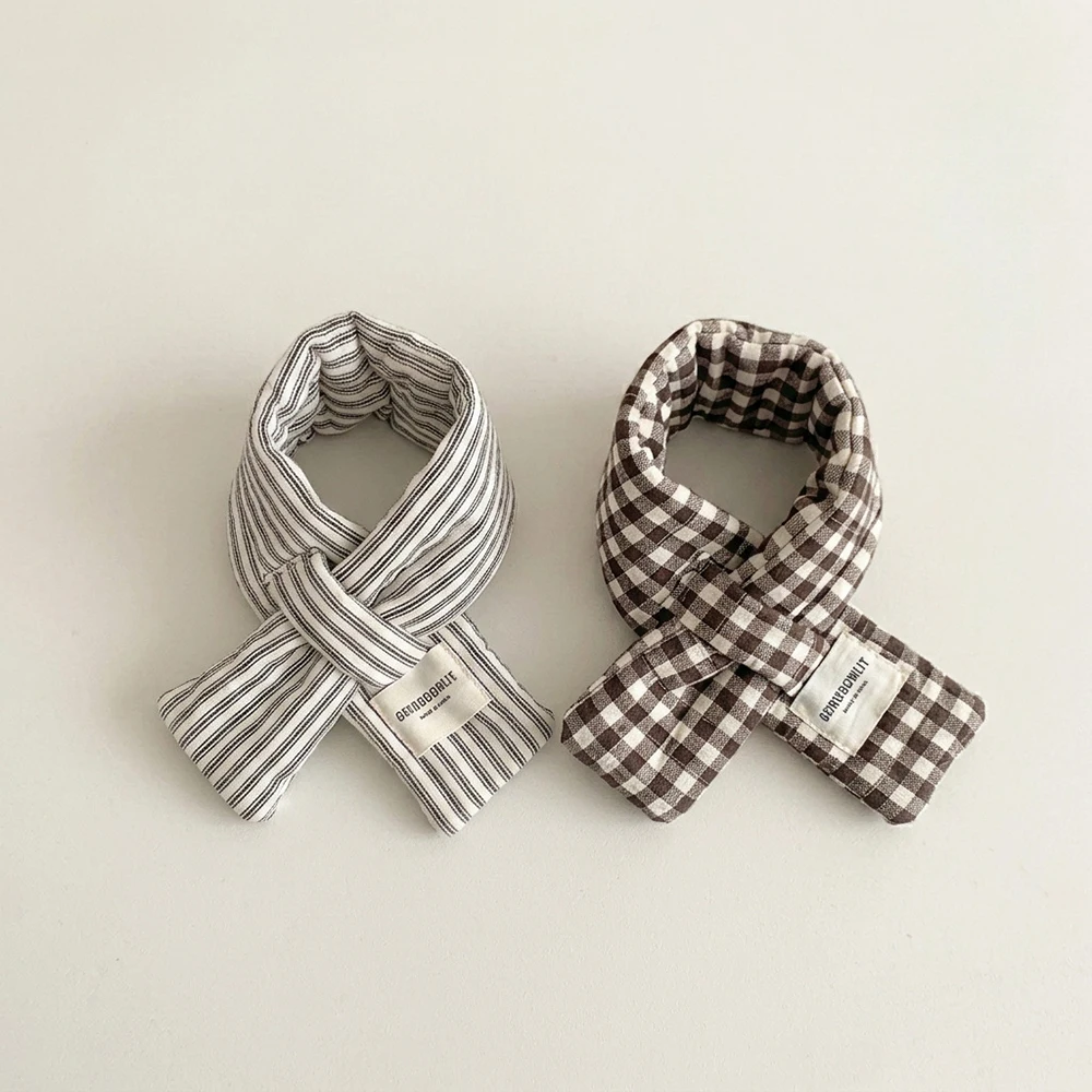 MILANCEL Children's Scarf 2-8T Striped Grid Warm Winter Kids Scarf 3 Colors Korean Version Girls Neckerchief