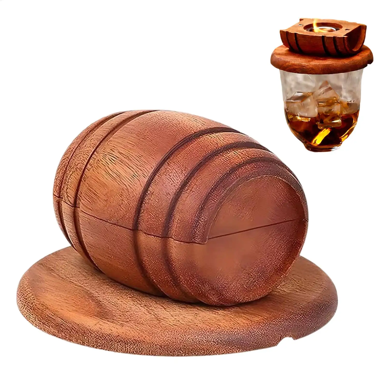 Men Whiskey Smoker Wooden Spirits Infuser Bar Tool Whiskey Cocktail Smoker Wine Barrel Cocktail Smoker For Bar Kitchen