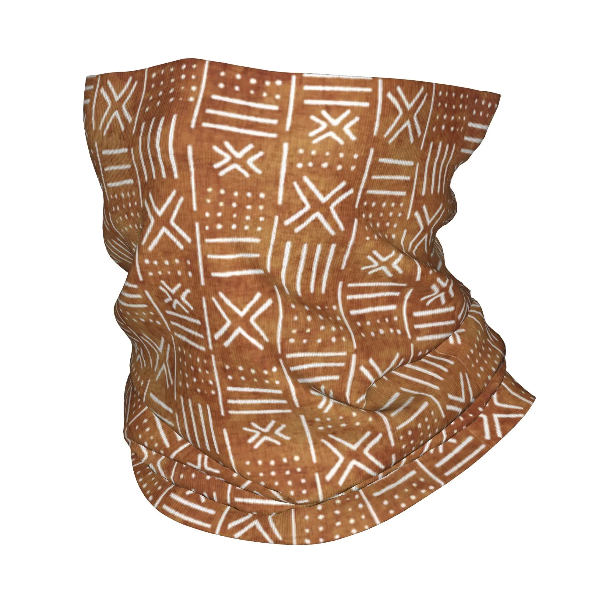 Bogolan Mudcloth African Pattern Bandana Neck Warmer Men Women Winter Ski Tube Scarf Gaiter Africa Ethnic Tribal Art Face Cover