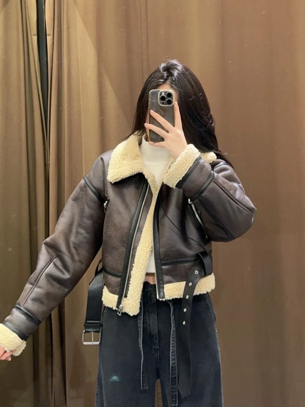 เสื้อโค้ทผู้หญิง WMXZ รุ่นใหม่ประจำฤดูใบไม้ร่วงและฤดูหนาว บุขนเทียม สไตล์ไบค์เกอร์ แบบสองด้าน ให้ความอบอุ่น เหมาะสำหรับใส่เดินทาง