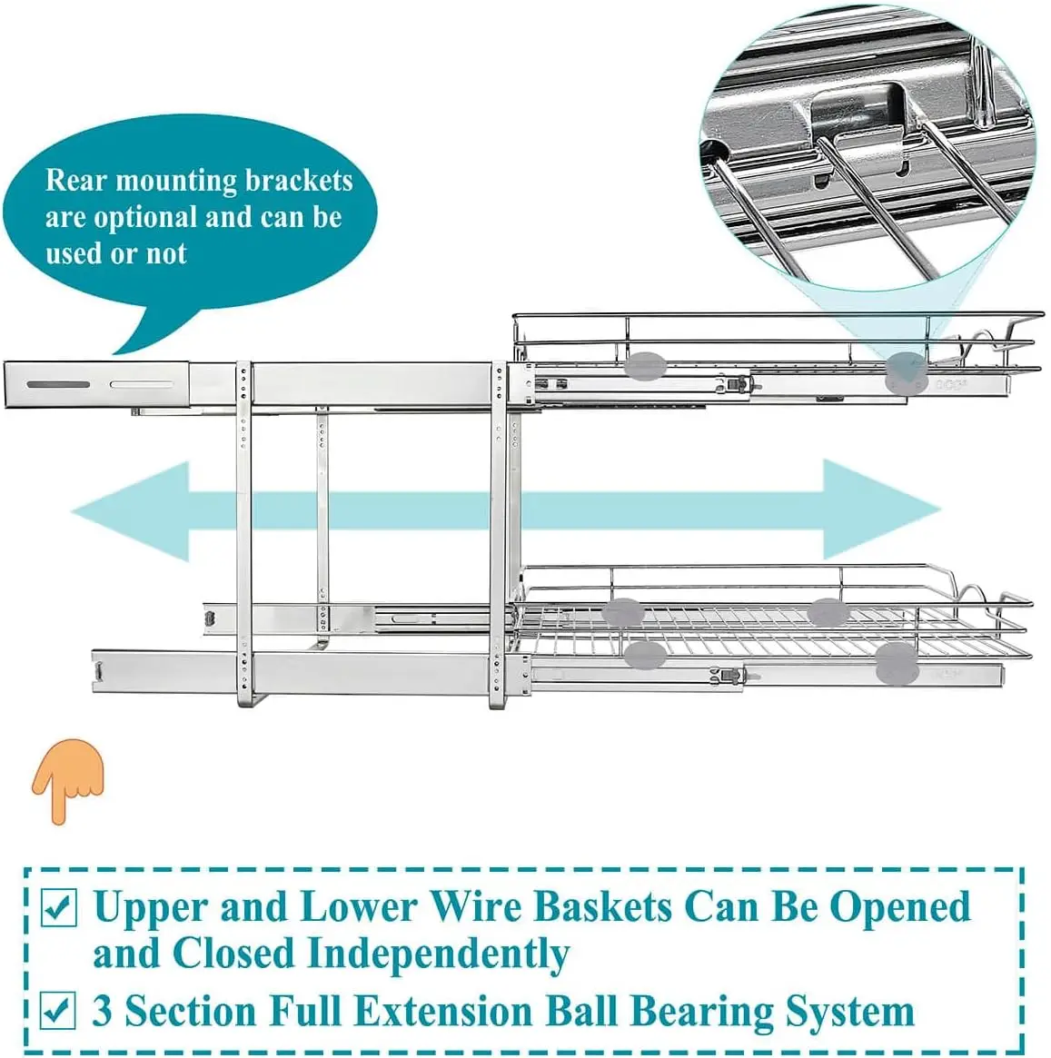 2 Tier Pull Out Cabinet Organizer (18.5