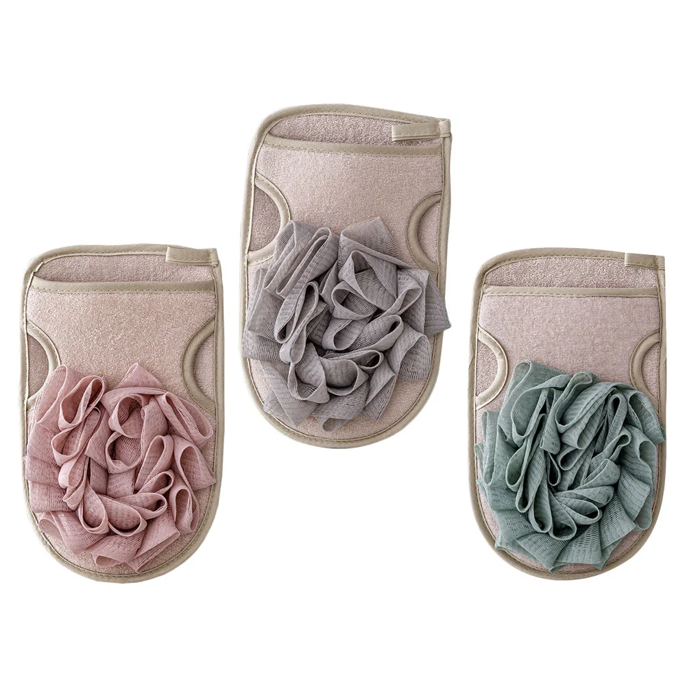 

3 Pcs Mud Scrubbing Gloves Bath Sponge Mitts Shower Thicken Double-Sided Exfoliating Polyester Cotton Body Cleaning The Mitten