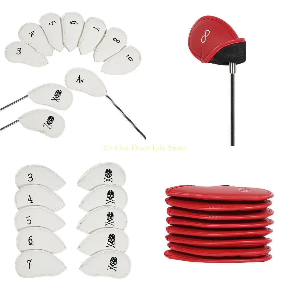 

77UF 10pcs pu кожи для гольфа железные головы с большими числами для длинной головы гольф -клуба