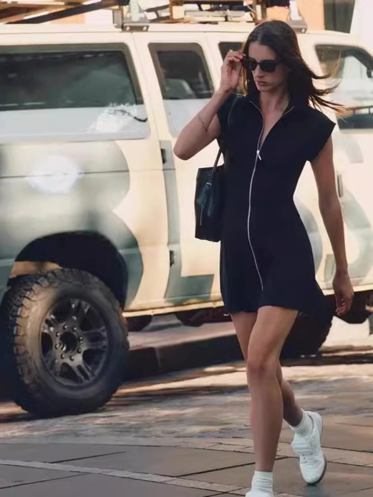 Street Sle otoño nueva llegada mujer Casual Faion cremallera Dr sin Sves cuello vuelto de una sola pieza