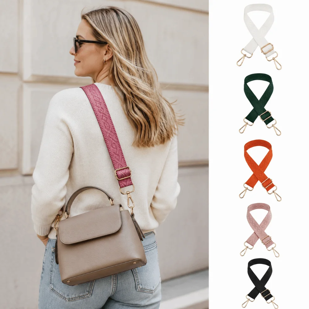 Universal Adjustable Bag Replacement Strap Detachable Metal Clasps Canvas Shoulder Strap Jacquard Thickened Crossbody Bag Strap