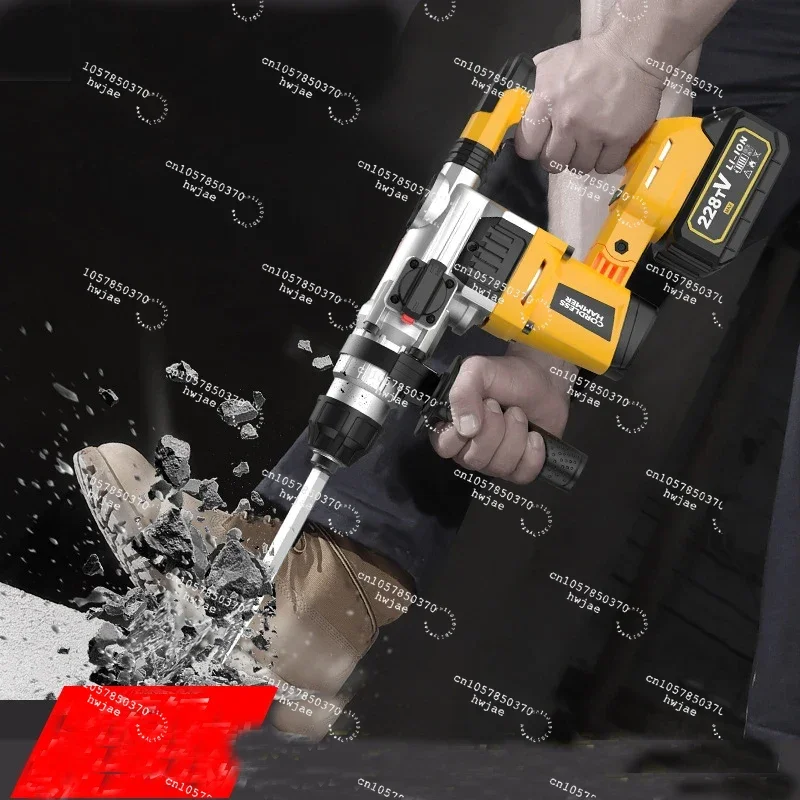 Brushless Electric Hammer Electric Pick Impact Drill Multi-function Cordless Rotary Tool WIht Large-Capacity Battery