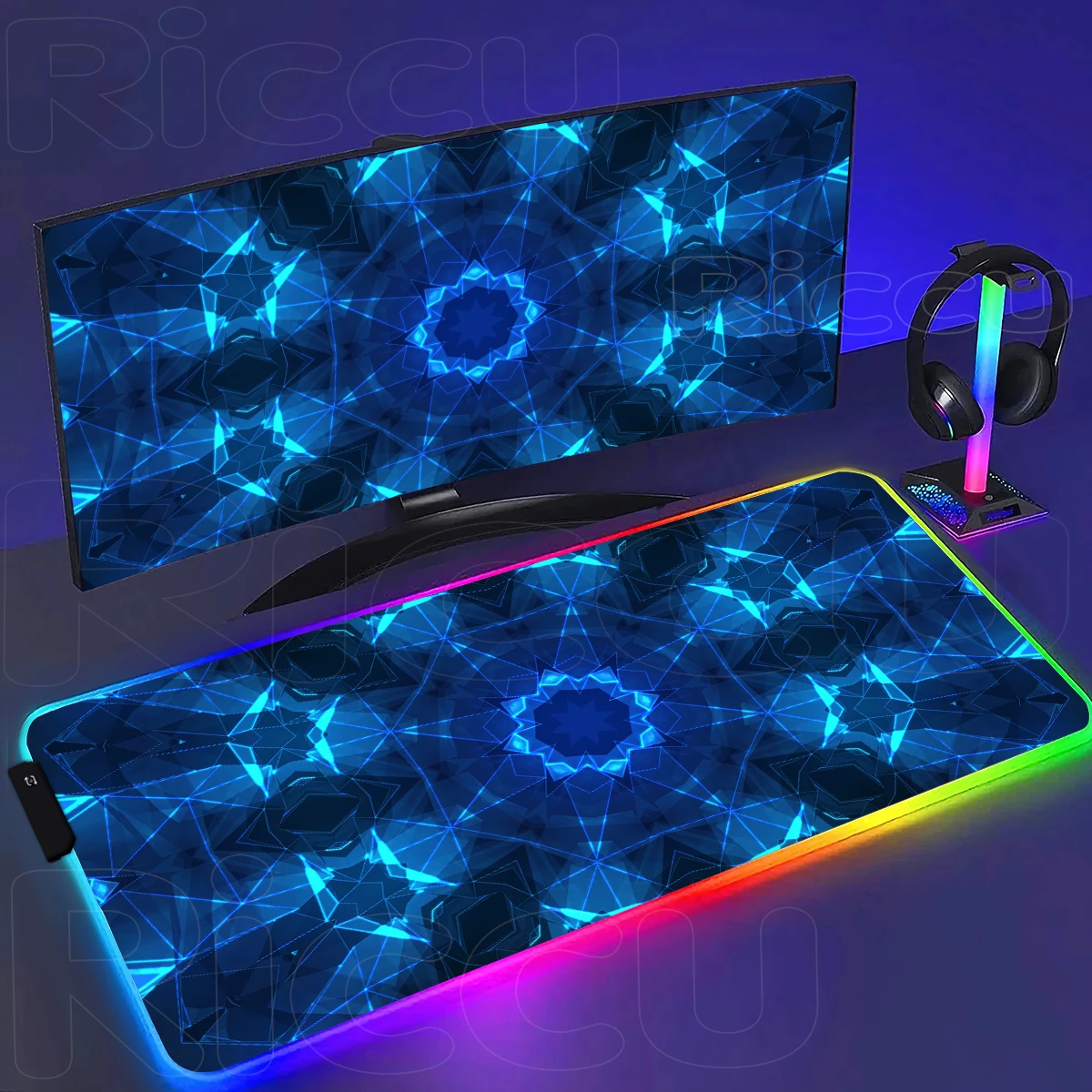 

HD RGB kaleidoscope Dream Mouse pad Large Game esports Extended Pad Laptop PC Non-slip peripheral Keyboard LED Desk interior Mat