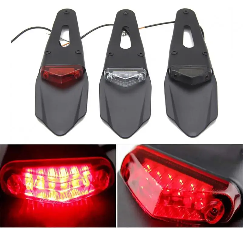 Motorcycle Universal 12V LED Taillight Brake Lamp With Rear Fender License Plate Bracket Holder For Enduro Off-Road Bike