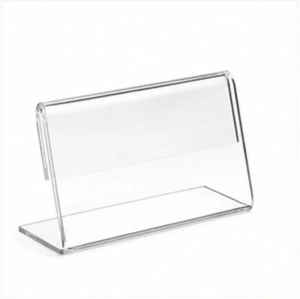 48Pcs Transparent Sign Holders Slanted Tabletop Display Stands Clear Plastic Card Holders for Weddings Conferences Price Tags