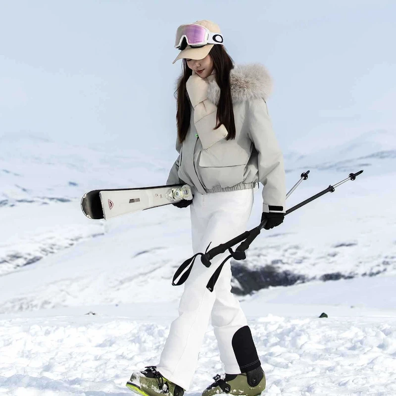 2026 New Skiing Suit Windproof Waterproof Outdoor Winter Women Solid Warm Ski Sets Hooded Long Sleeve Snowboarding Two Piece Set
