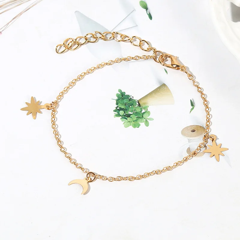 Kirykle 6pcs/set Boho Beach Jewelry for Women Star Moon Personality Pendant Bracelet Beaded Grey Beaded Handwork Party Girl Gift