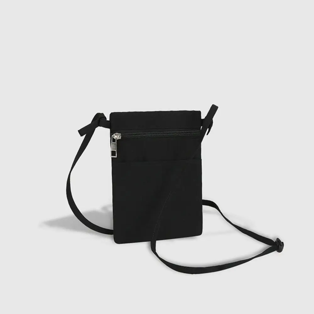 Minimalist Portable Cell Phone Bag Solid Color Nylon Fabric Phone Purse Thin Strap Lightweight Shoulder Bag for Men and Women