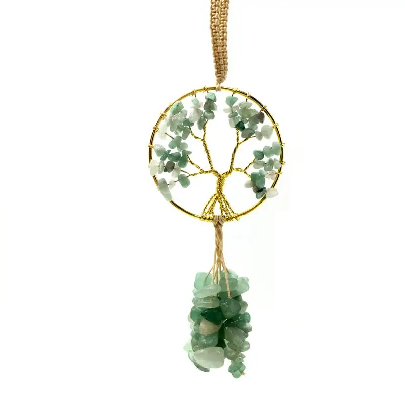 

New Fashion Tree of Life Gravel Tassel Pendant Chakra Spirit Healing Natural Crystal Amulet Jewelry Making DIY Keychain
