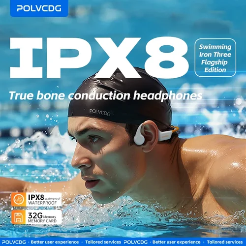 POLVCDG-auriculares abiertos de conducción ósea, cascos de Golf con memoria de 32GB, IPX8, impermeables, de silicona, para natación, X13