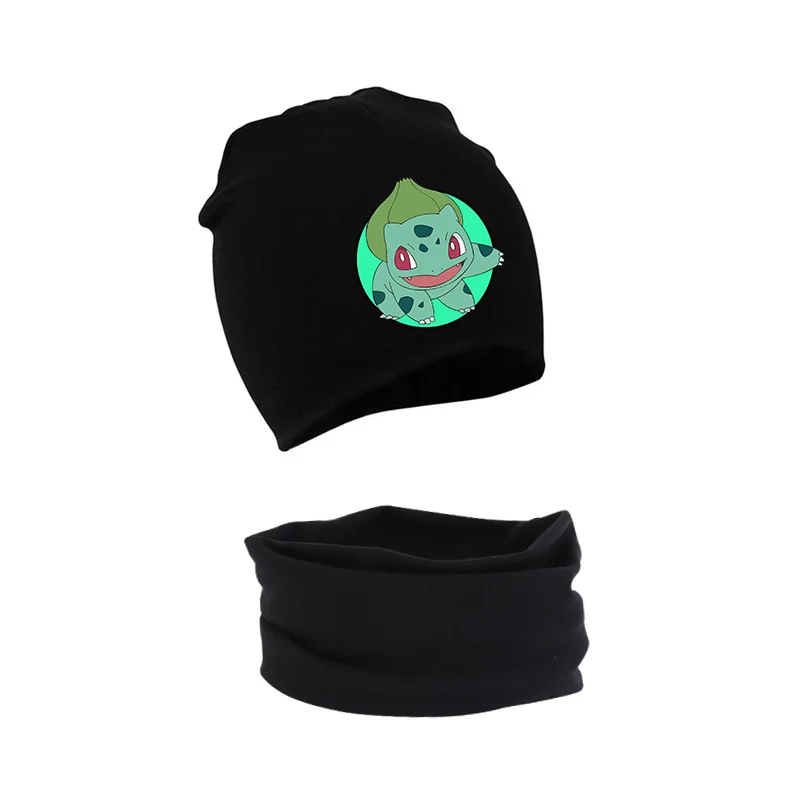 Pikachu Winter Hat Pokemon Shield SET Candy Color Soft Woolen Cap Collar Suit Baby Winter Warm Cold-proof Wool Children Present