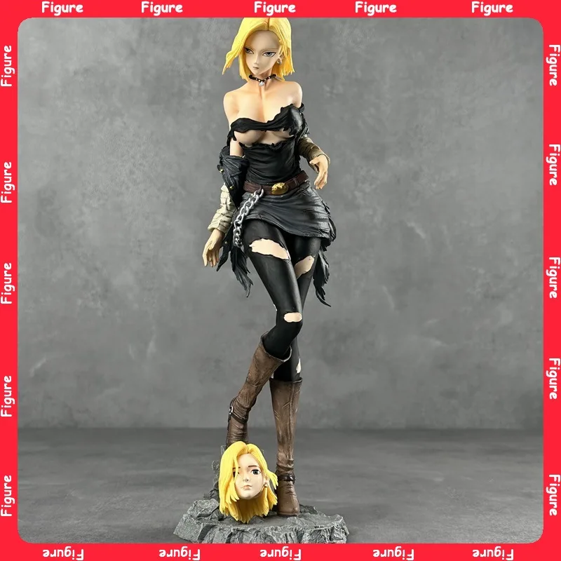 

30cm Dragon Ball Peripherals Android 18 Anime Figure Statue Charm Female Double Head Interchangeable Model PVC Toy Gifts