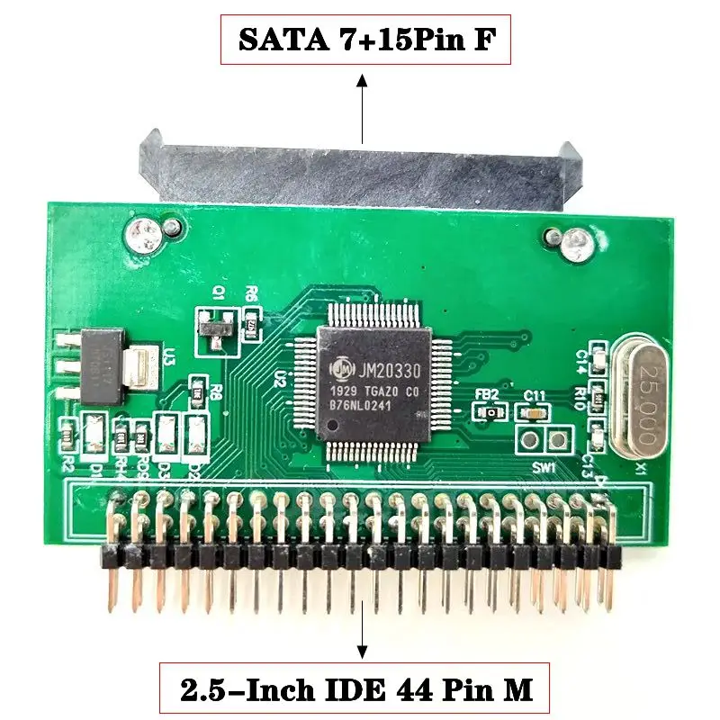 SATA HDD To 2.5-Inch IDE 44 Pin 90 Degree Female/180 Degree Male Plug And Play SATA To IDE Large Board Laptop Universal