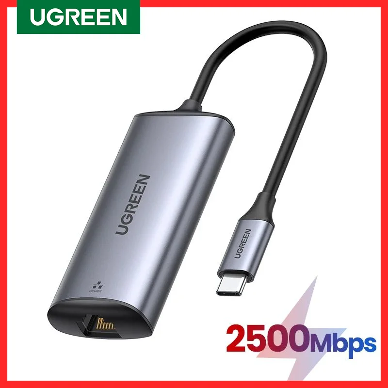 UGREEN 2.5G USB Ethernet Adapter 2500Mbps USB RJ45 Thunderbolt 3 Lan Type-C to 2.5 Gigabit for Laptop PC Notebook Network Card