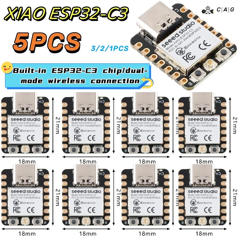 5Pcs/1pc Seeeduino Seeed Studio XIAO ESP32-C3 WiFi Bluetooth-compatible Mesh Development Module 4MB Flash 400KB SRAM For Arduino