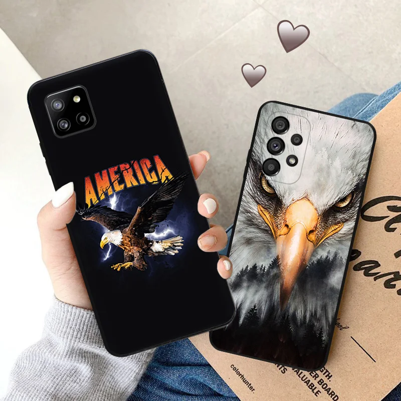 Eagle King Silicone Black Phone Cases for Samsung Galaxy A54 5G A04 A03 A34 A01 A02 A50 A70 A40 A30 A20 S A10 E Cover