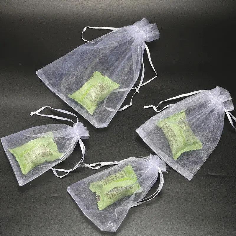 20pcs Drawstring Mesh Bags Packaging Christmas Candy Jewelry Cosmetic Wedding Pocket Gift Bag Multicolor Drawable Organza Pouch