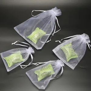 20 pcs mesh bags with cord packaging sweet cosmetic jewelry wedding pocket pocket Multicolored gift draw by Drawable Organza Bolsa 10 Main Sales Packaging Christmas - №3