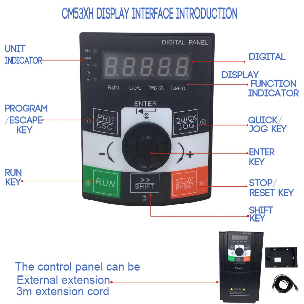 Inversor VFD de 5,5/7,5 kW, 380V, entrada trifásica, controlador de velocidad del Motor del husillo CNC CM530H-B4T5R5GB/7R5GB, perfecto para entusiastas del bricolaje