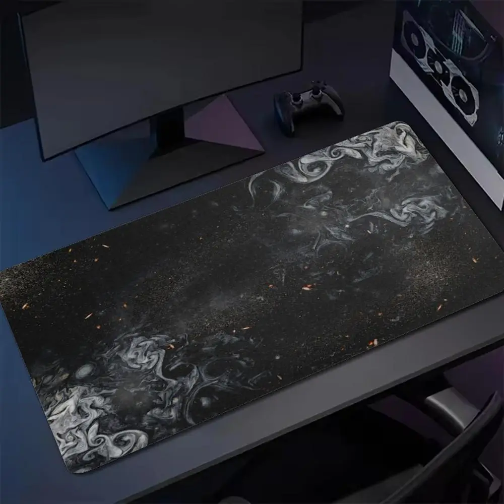 **XXL Gaming Mouse Pad Marble Smoke Fluid Art Deskmat Dark Purple Blue Swirl Gold Speck Non-Slip Rubber Overlock Keyboard Mat**