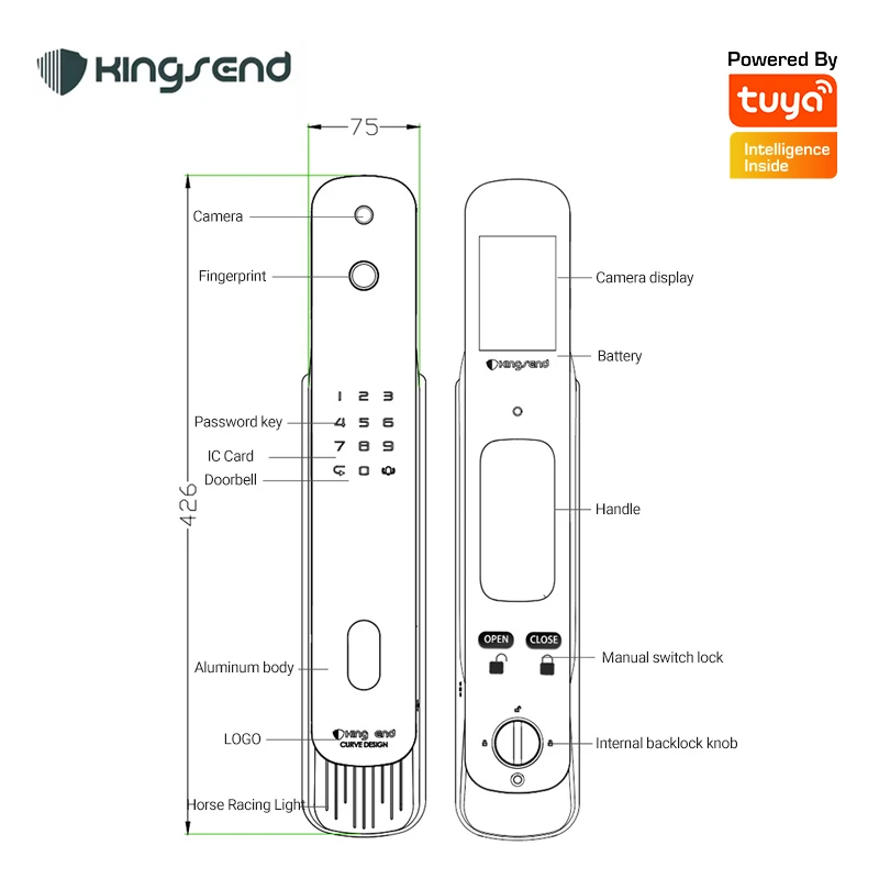 Smart Door  3D Face Recognition Fingerprint Digital Wifi   Smart  with  Camera Monitor