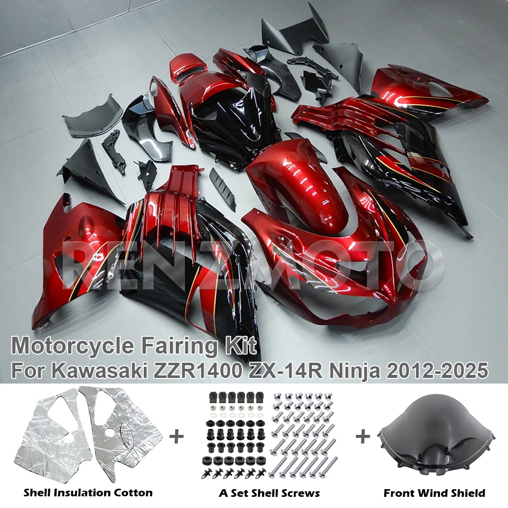 

Комплект обтекателя мотоцикла для Kawasaki ZX14R ZZR1400 2012-2024, панель обтекателей ZX14 ZZR 1400R 12-24, зеленый глянцевый корпус, корпус капота