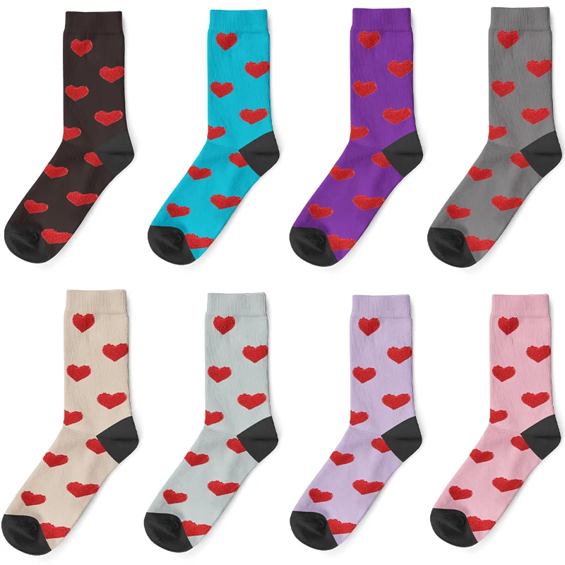 

3D Printed Custom Socks For Men Women Custom Heart Pattern Personality Cat Dog Human Face Summer Comfort Thin Socks