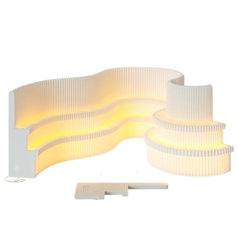 

Screen folding rack partition baffle commercial office library luminous paper screen light wind material paper wall